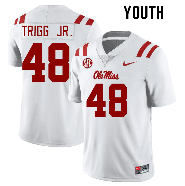 Youth #48 Mark Trigg Jr. Ole Miss Rebels College Football Jerseyes Stitched Sale-White